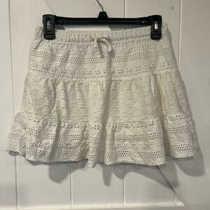 Zara white Bubble Mini Skirt with Smocked Tiered Design